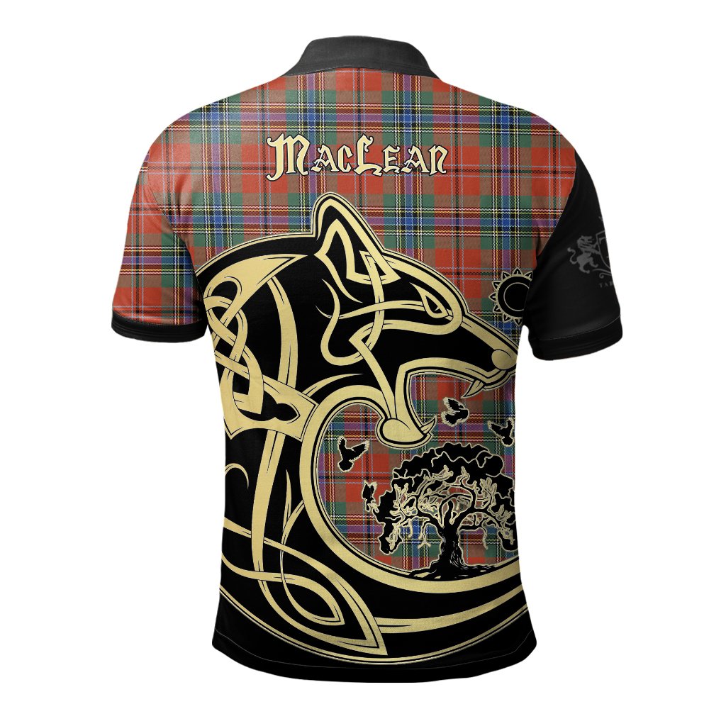 MacLean of Duart Ancient Tartan Polo Shirt Viking Wolf