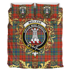 MacLean of Duart Ancient Tartan Crest Bedding Set - Golden Thistle Style