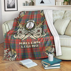 MacLean of Duart Ancient Tartan Gold Courage Symbol Blanket