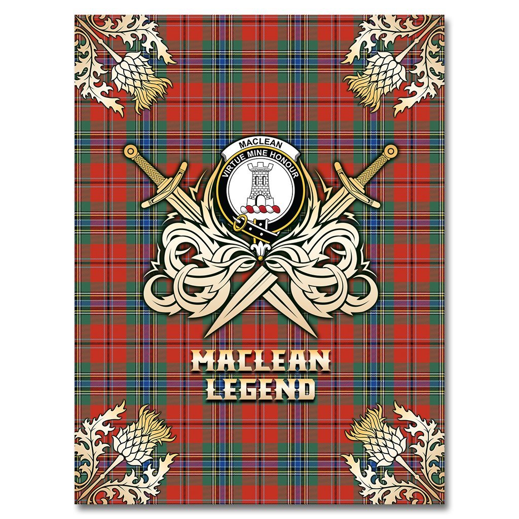 MacLean of Duart Ancient Tartan Gold Courage Symbol Blanket