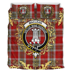 MacLean of Duart Dress Red Tartan Crest Bedding Set - Golden Thistle Style