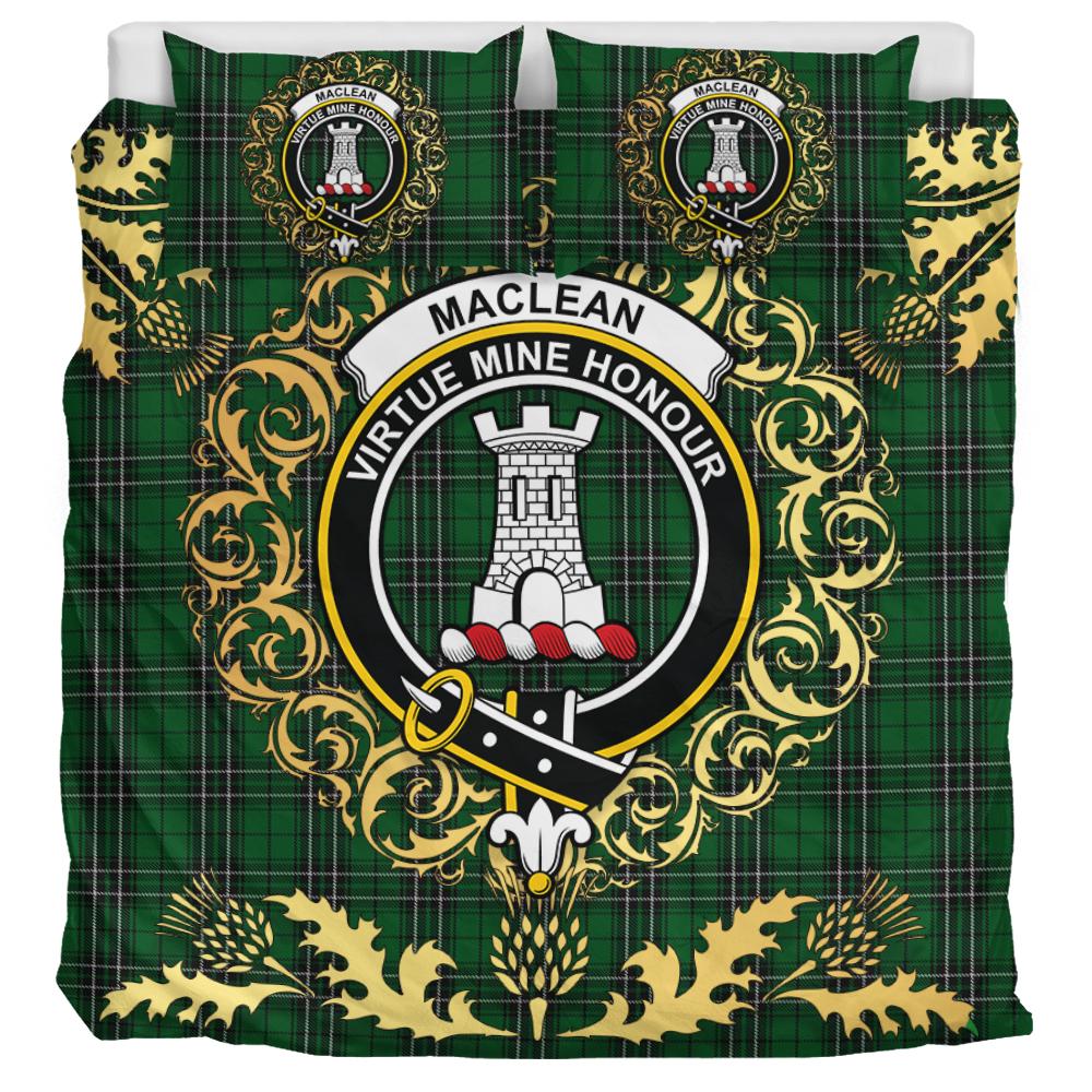 MacLean of Duart Hunting Tartan Crest Bedding Set - Golden Thistle Style