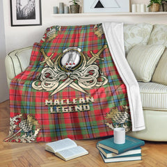 MacLean of Duart Modern Tartan Gold Courage Symbol Blanket
