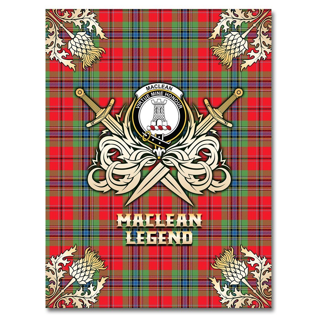 MacLean of Duart Modern Tartan Gold Courage Symbol Blanket