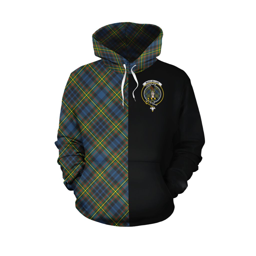 MacLellan Ancient Tartan Hoodie Half of Me - Cross Style