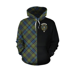 MacLellan Ancient Tartan Hoodie Half of Me - Cross Style