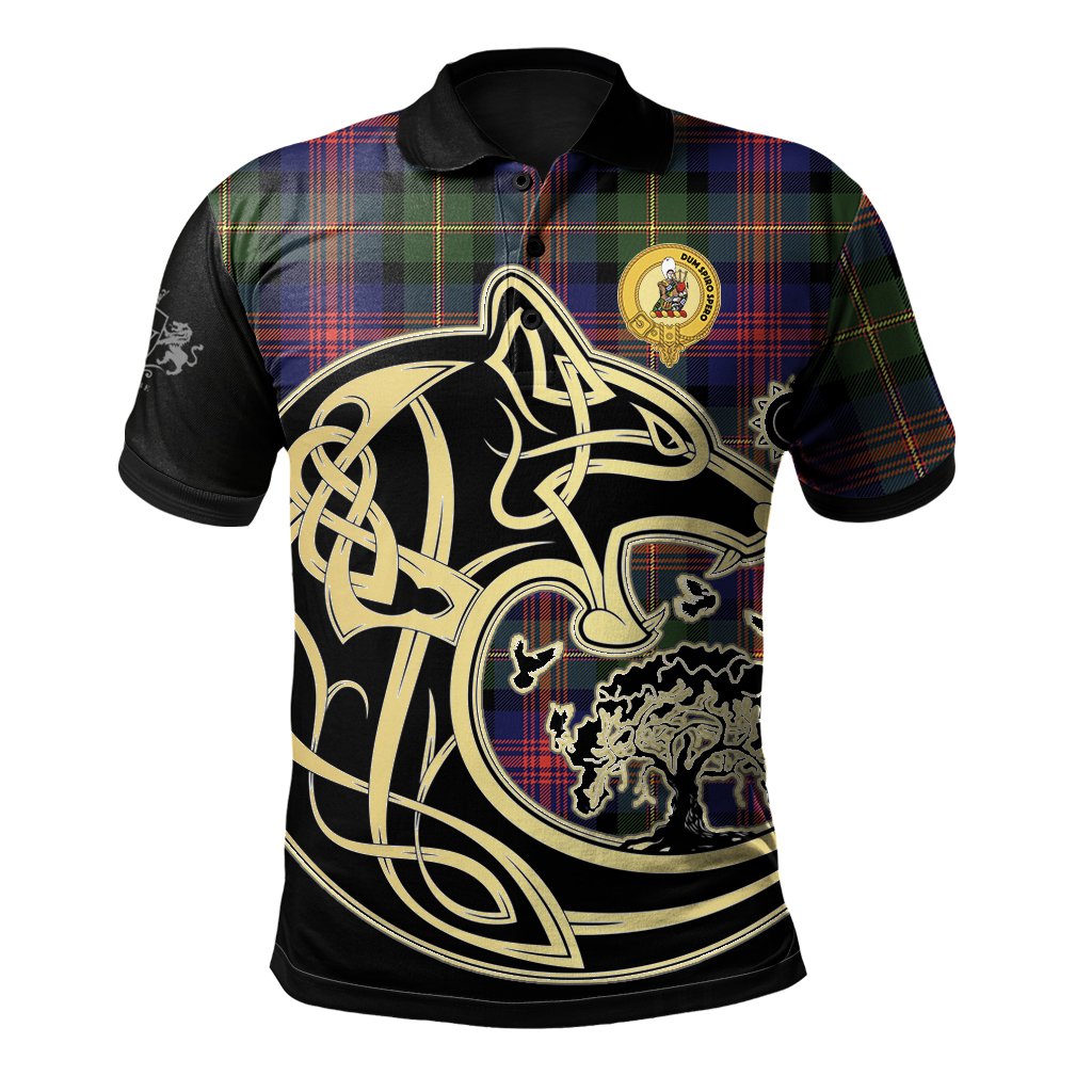MacLennan Tartan Polo Shirt Viking Wolf