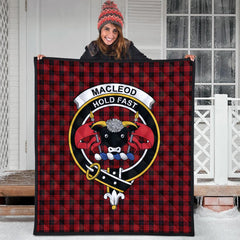 MacLeod Black and Red Tartan Crest Quilt