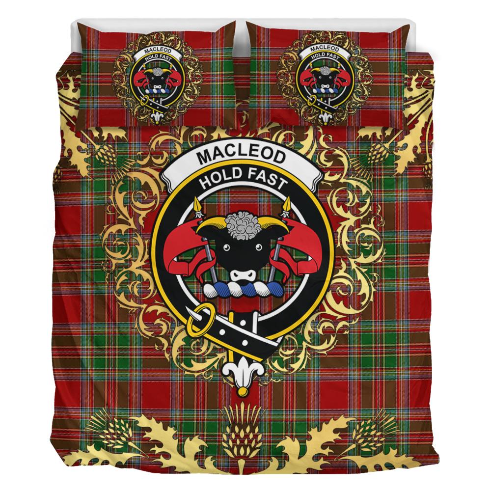 MacLeod of Gesto 02 Tartan Crest Bedding Set - Golden Thistle Style