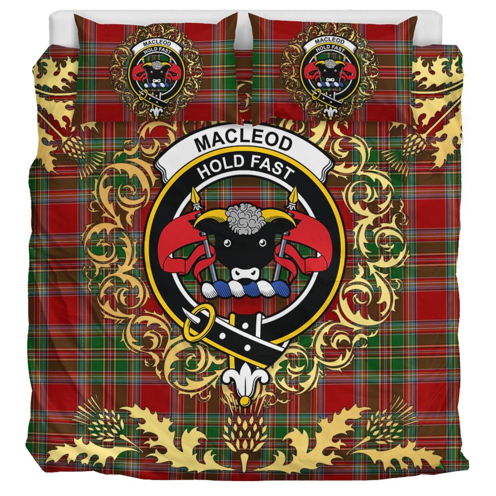 MacLeod of Gesto 02 Tartan Crest Bedding Set - Golden Thistle Style