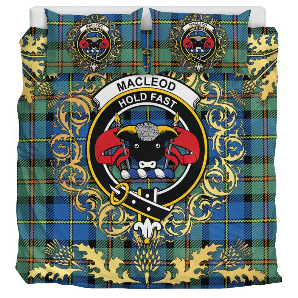 MacLeod of Harris Ancient Tartan Crest Bedding Set - Golden Thistle Style