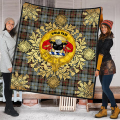 MacLeod of Harris Weathered Tartan Crest Premium Quilt - Gold Thistle Style