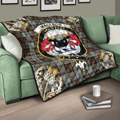 MacLeod of Harris Weathered Tartan Crest Premium Quilt - Gold Thistle Style