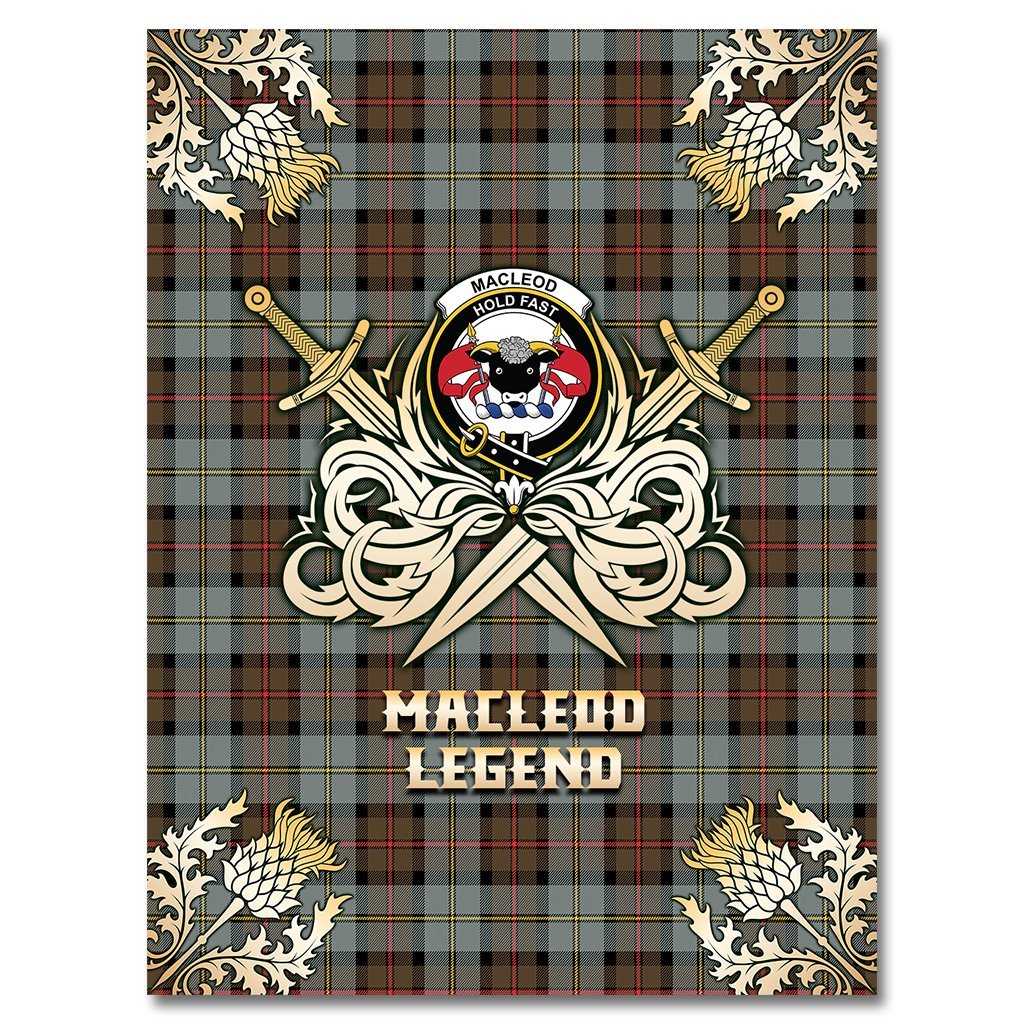MacLeod of Harris Weathered Tartan Gold Courage Symbol Blanket