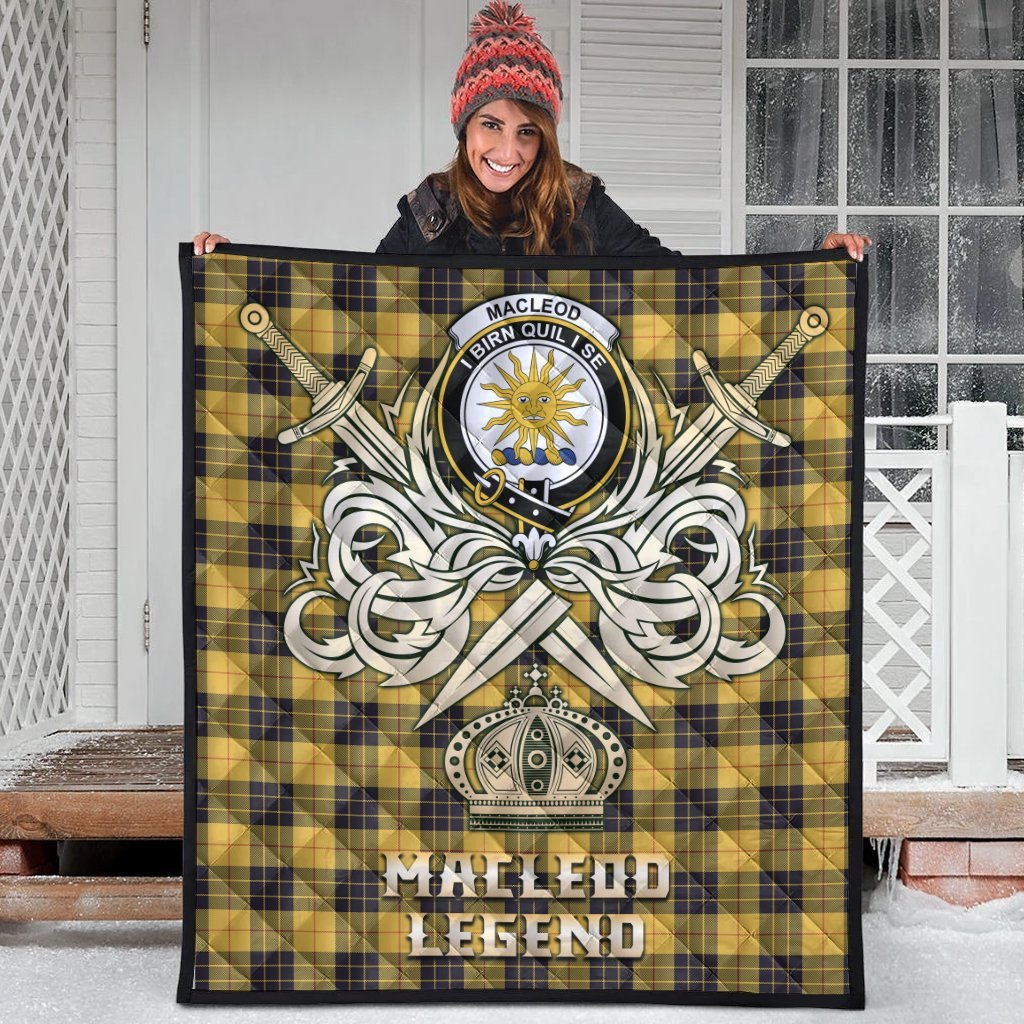 MacLeod of Lewis Ancient Tartan Crest Legend Gold Royal Premium Quilt