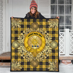 MacLeod of Lewis Ancient Tartan Crest Premium Quilt - Gold Thistle Style