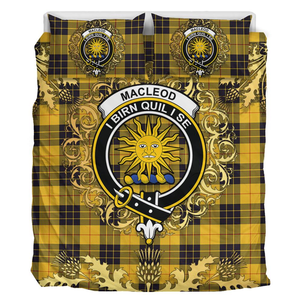 MacLeod of Lewis Ancient Tartan Crest Bedding Set - Golden Thistle Style