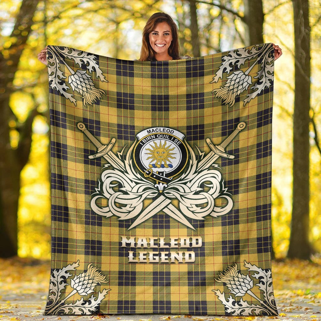 MacLeod of Lewis Ancient Tartan Gold Courage Symbol Blanket