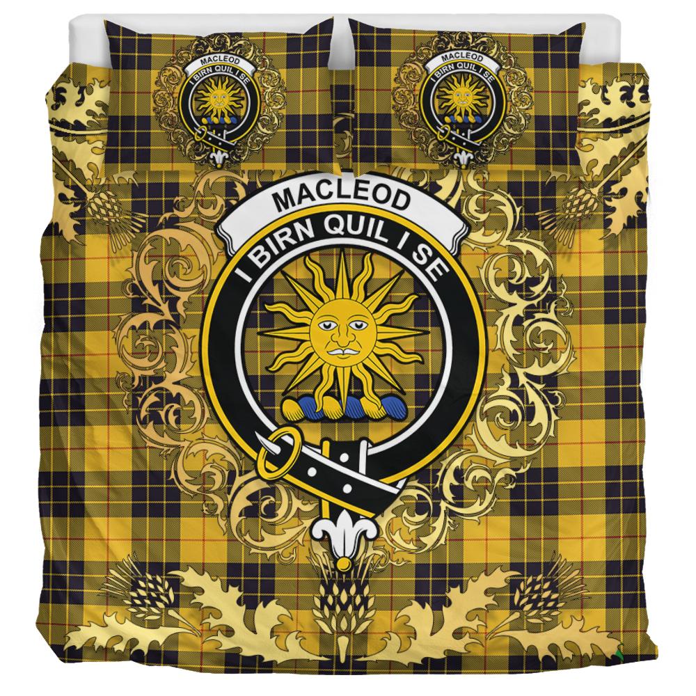MacLeod of Lewis Ancient Tartan Crest Bedding Set - Golden Thistle Style