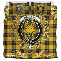 MacLeod of Lewis Ancient Tartan Crest Bedding Set - Golden Thistle Style
