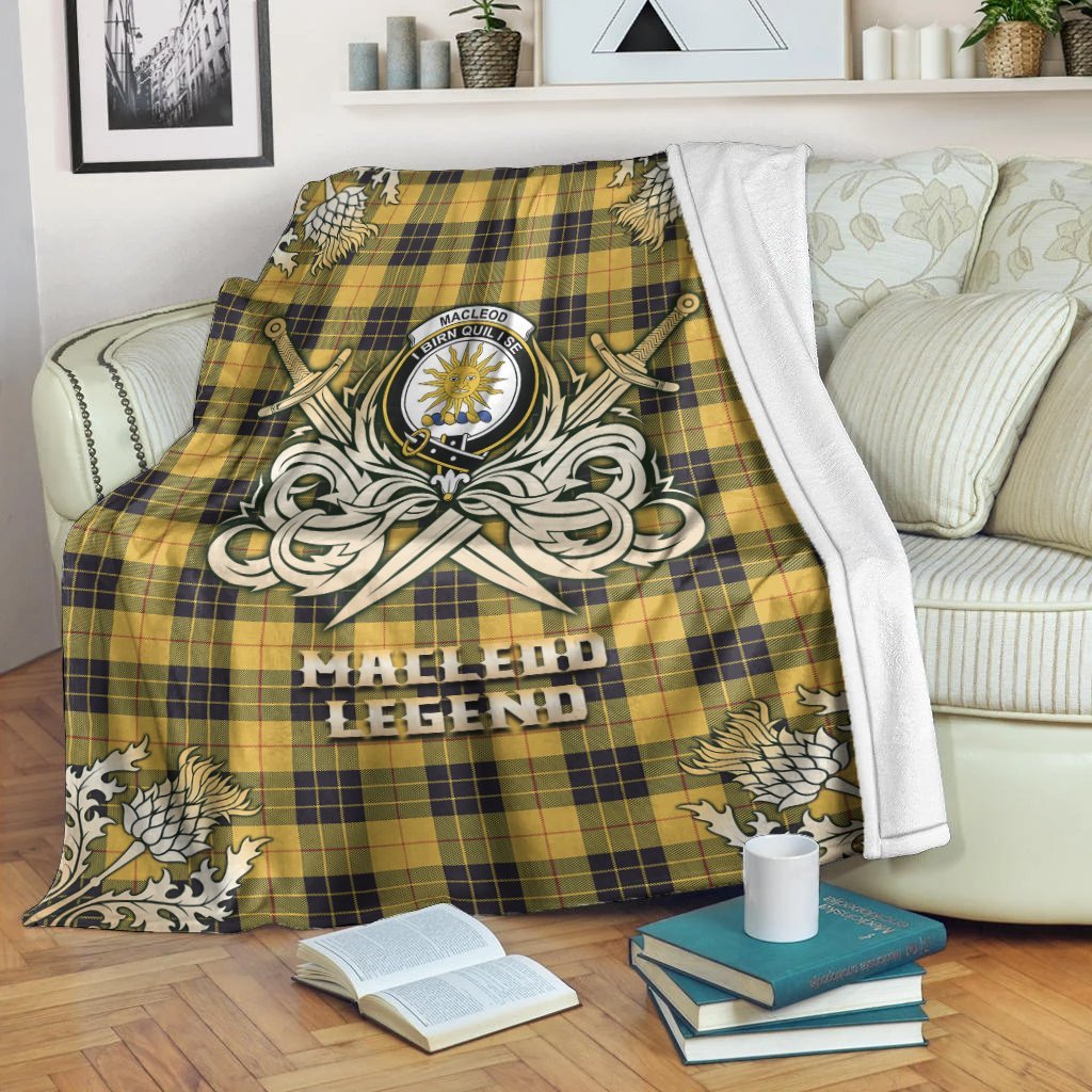 MacLeod of Lewis Ancient Tartan Gold Courage Symbol Blanket