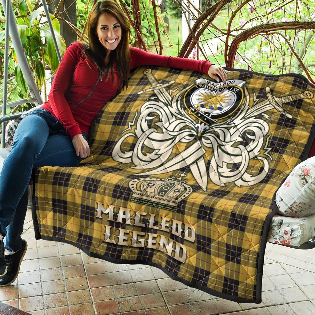 MacLeod of Lewis Ancient Tartan Crest Legend Gold Royal Premium Quilt
