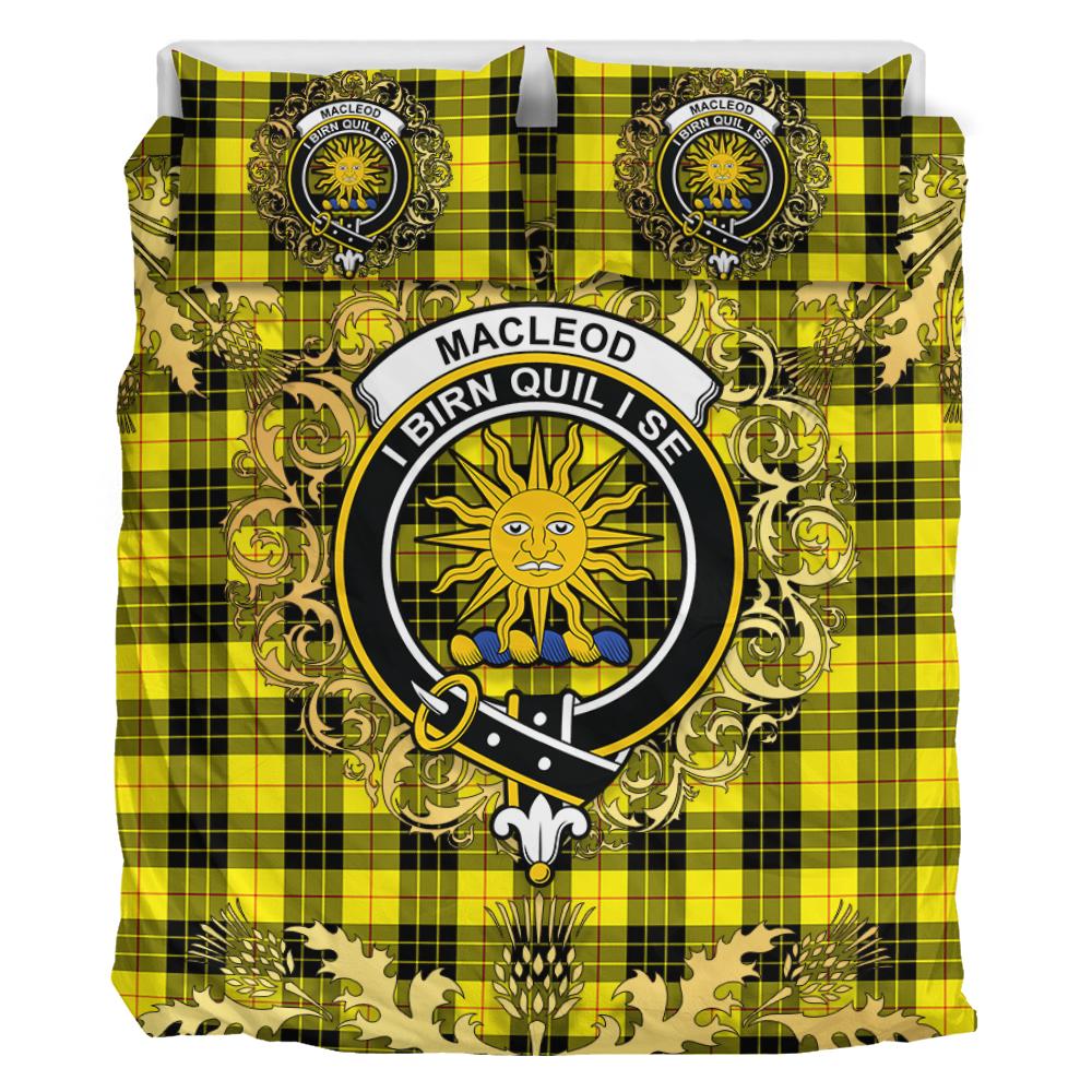 MacLeod of Lewis Modern Tartan Crest Bedding Set - Golden Thistle Style