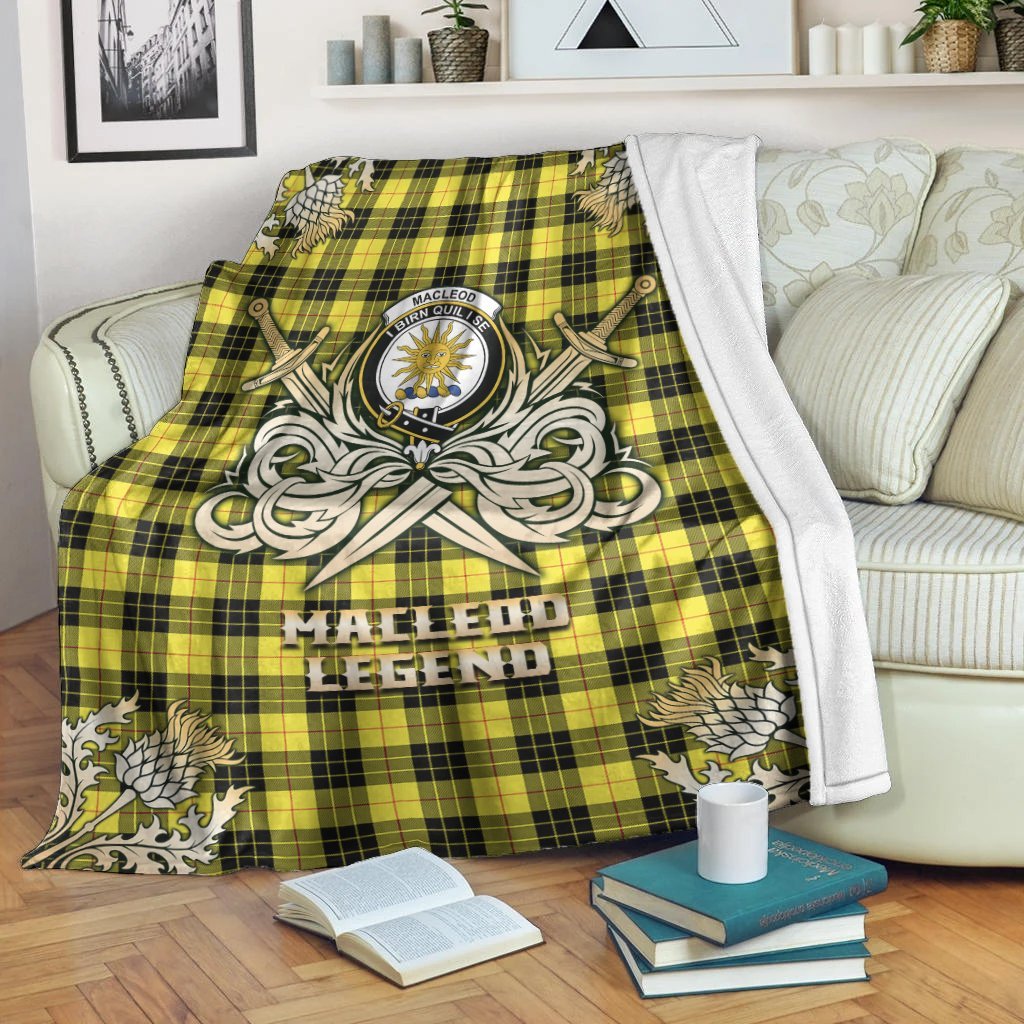 MacLeod of Lewis Modern Tartan Gold Courage Symbol Blanket