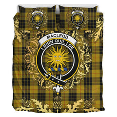 MacLeod of Lewis Vestiarium Scoticum Tartan Crest Bedding Set - Golden Thistle Style