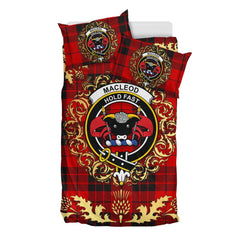 MacLeod of Raasay Tartan Crest Bedding Set - Golden Thistle Style