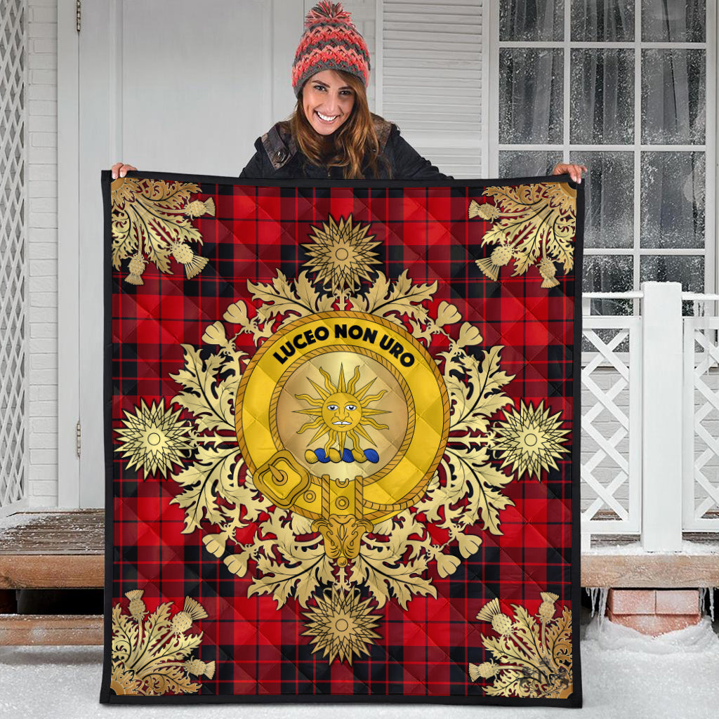 MacLeod of Raasay Tartan Crest Premium Quilt - Gold Thistle Style