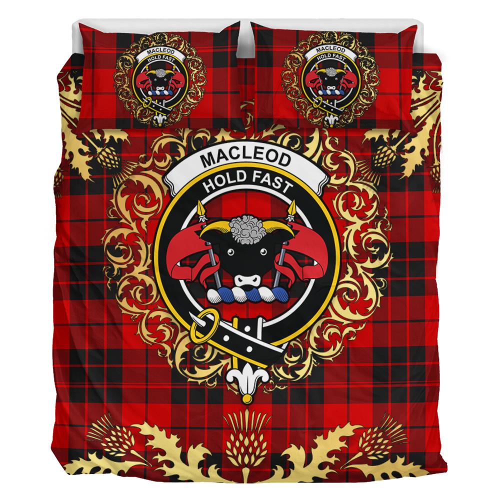 MacLeod of Raasay Tartan Crest Bedding Set - Golden Thistle Style