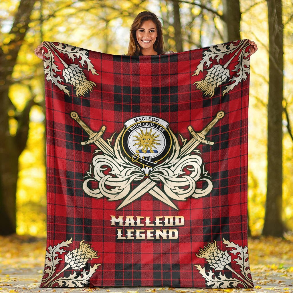 MacLeod of Raasay Tartan Gold Courage Symbol Blanket