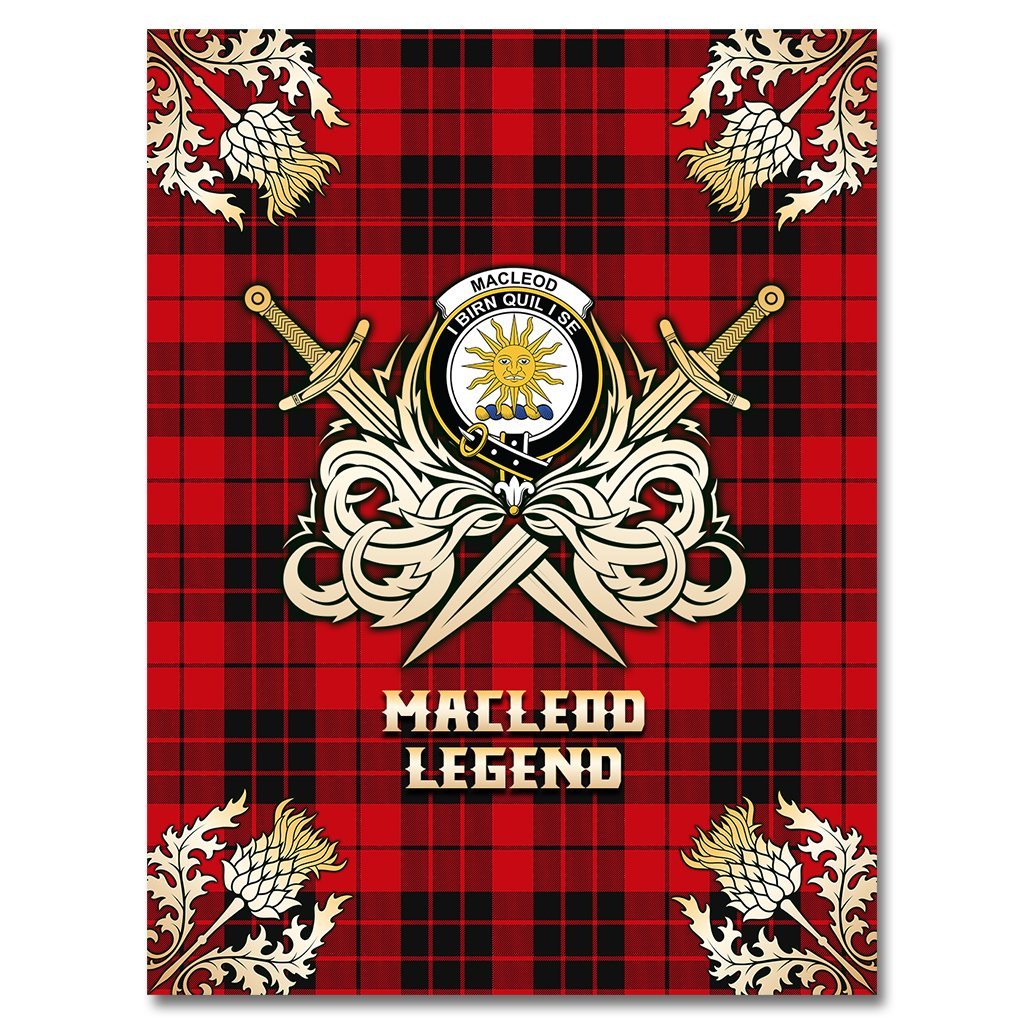 MacLeod of Raasay Tartan Gold Courage Symbol Blanket