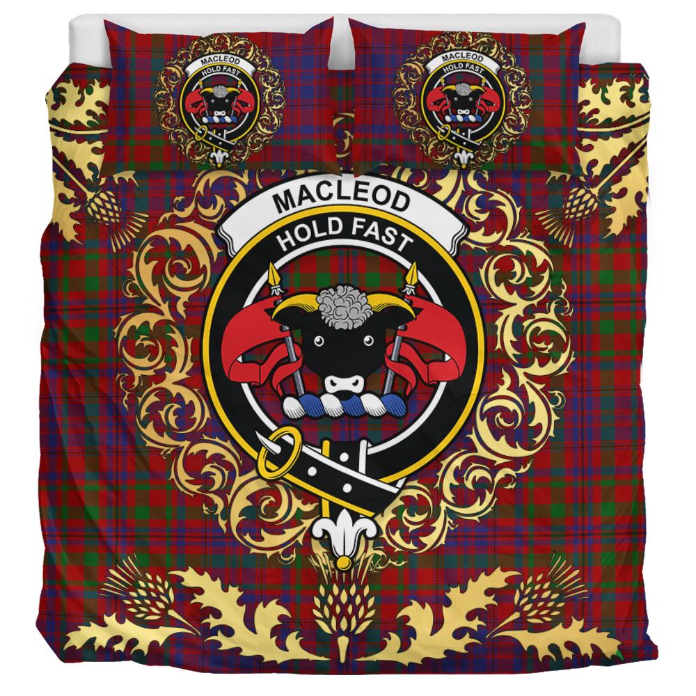 MacLeod of Tullibardine Tartan Crest Bedding Set - Golden Thistle Style