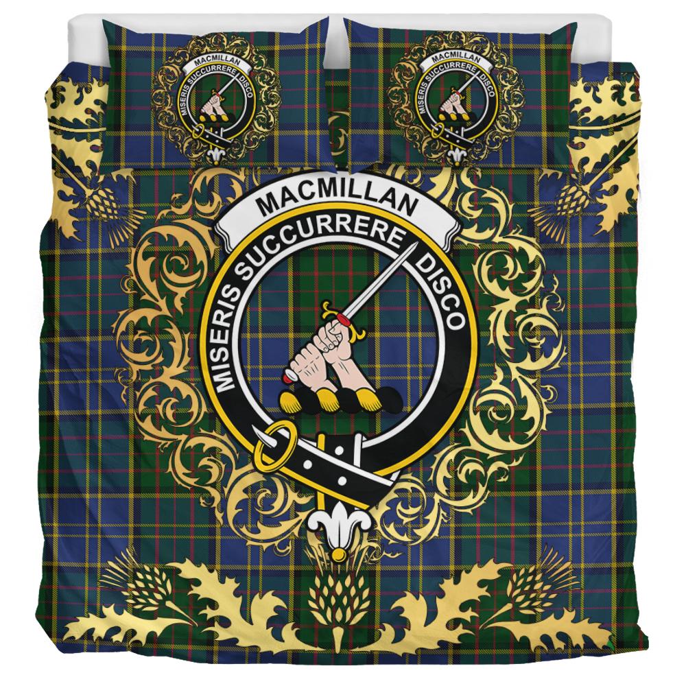 MacMillan Hunting Tartan Crest Bedding Set - Golden Thistle Style