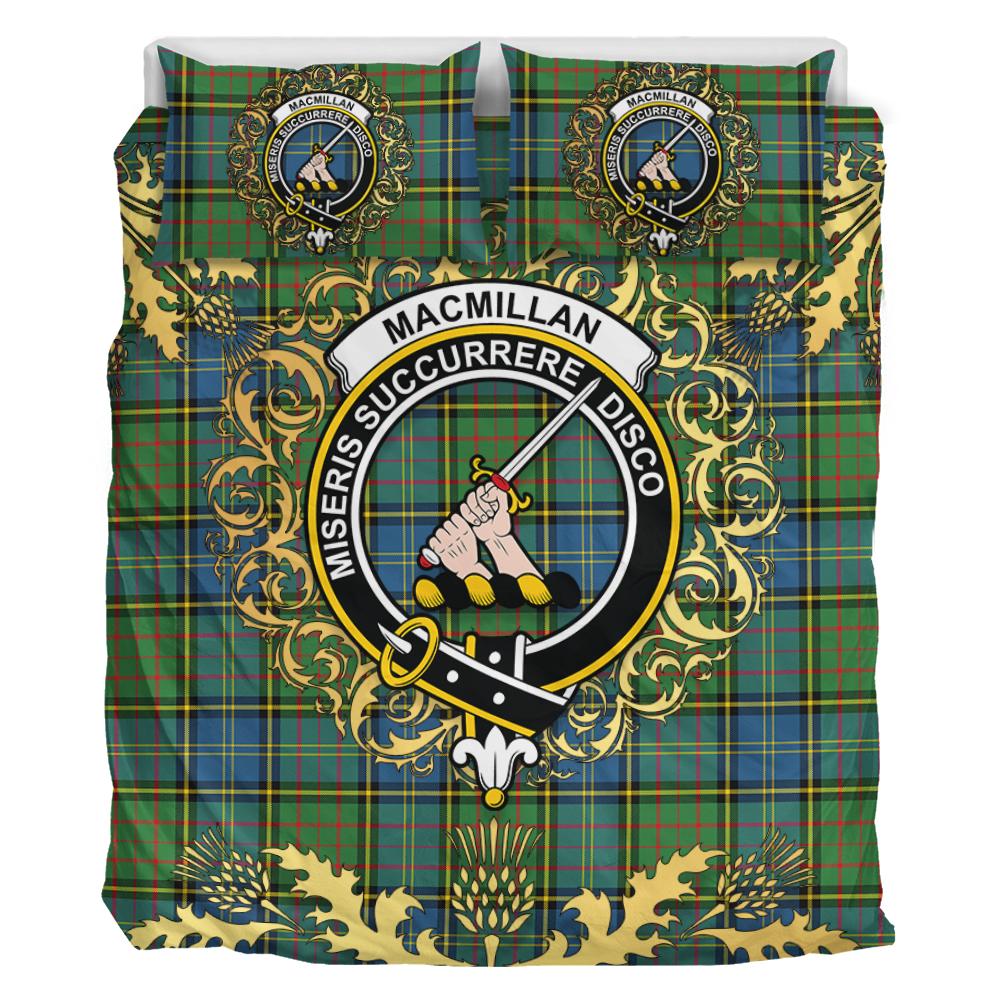 MacMillan Hunting Ancient Tartan Crest Bedding Set - Golden Thistle Style