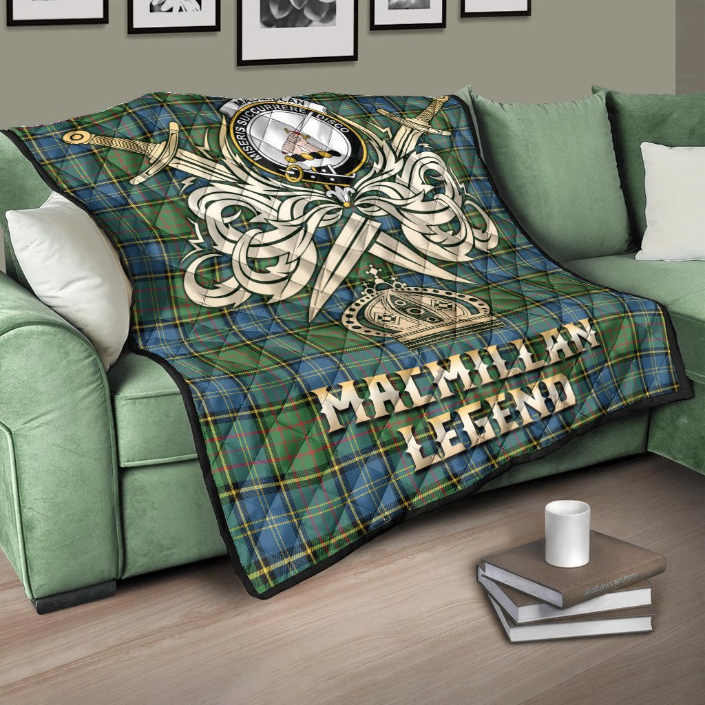 MacMillan Hunting Ancient Tartan Crest Legend Gold Royal Premium Quilt
