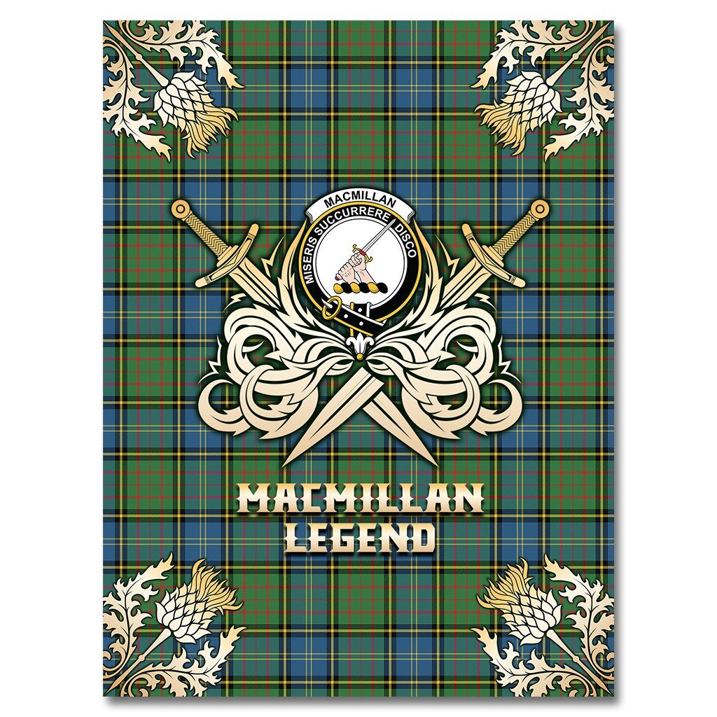 MacMillan Hunting Ancient Tartan Gold Courage Symbol Blanket
