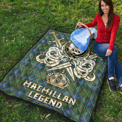 MacMillan Hunting Ancient Tartan Crest Legend Gold Royal Premium Quilt