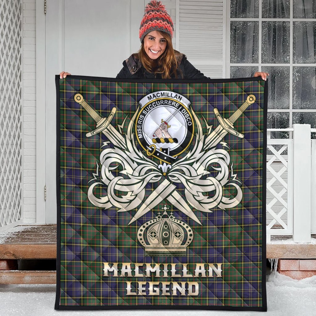 MacMillan Hunting Modern Tartan Crest Legend Gold Royal Premium Quilt