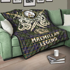 MacMillan Hunting Modern Tartan Crest Legend Gold Royal Premium Quilt