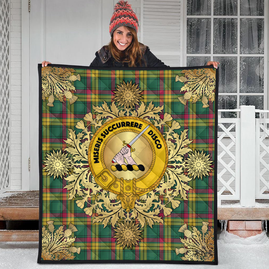 MacMillan Old Ancient Tartan Crest Premium Quilt - Gold Thistle Style