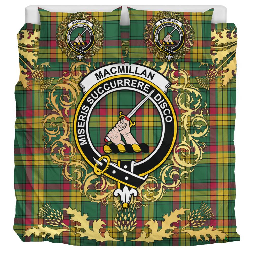 MacMillan Old Ancient Tartan Crest Bedding Set - Golden Thistle Style