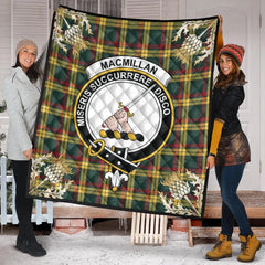 MacMillan Old Modern Tartan Crest Premium Quilt - Gold Thistle Style