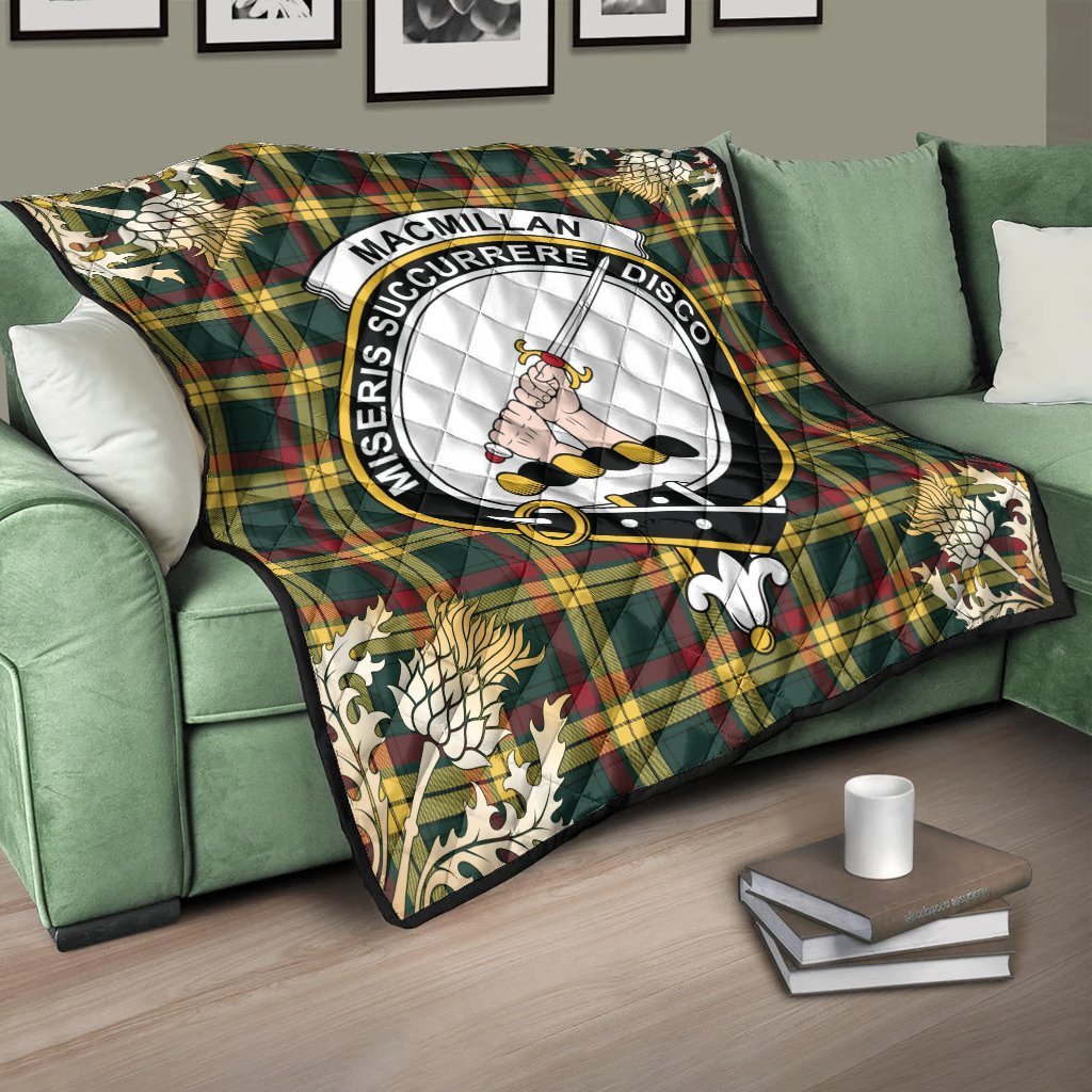 MacMillan Old Modern Tartan Crest Premium Quilt - Gold Thistle Style