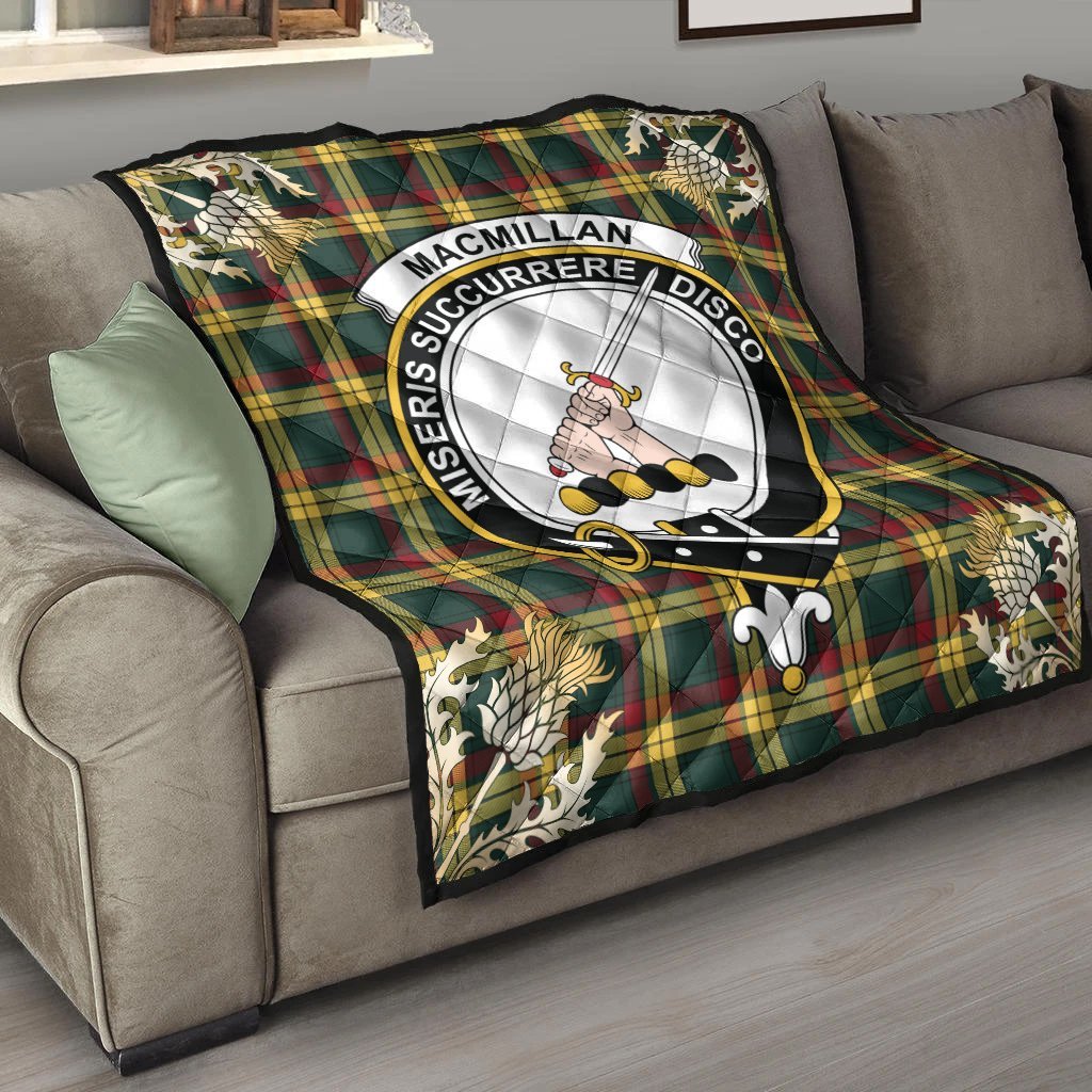 MacMillan Old Modern Tartan Crest Premium Quilt - Gold Thistle Style
