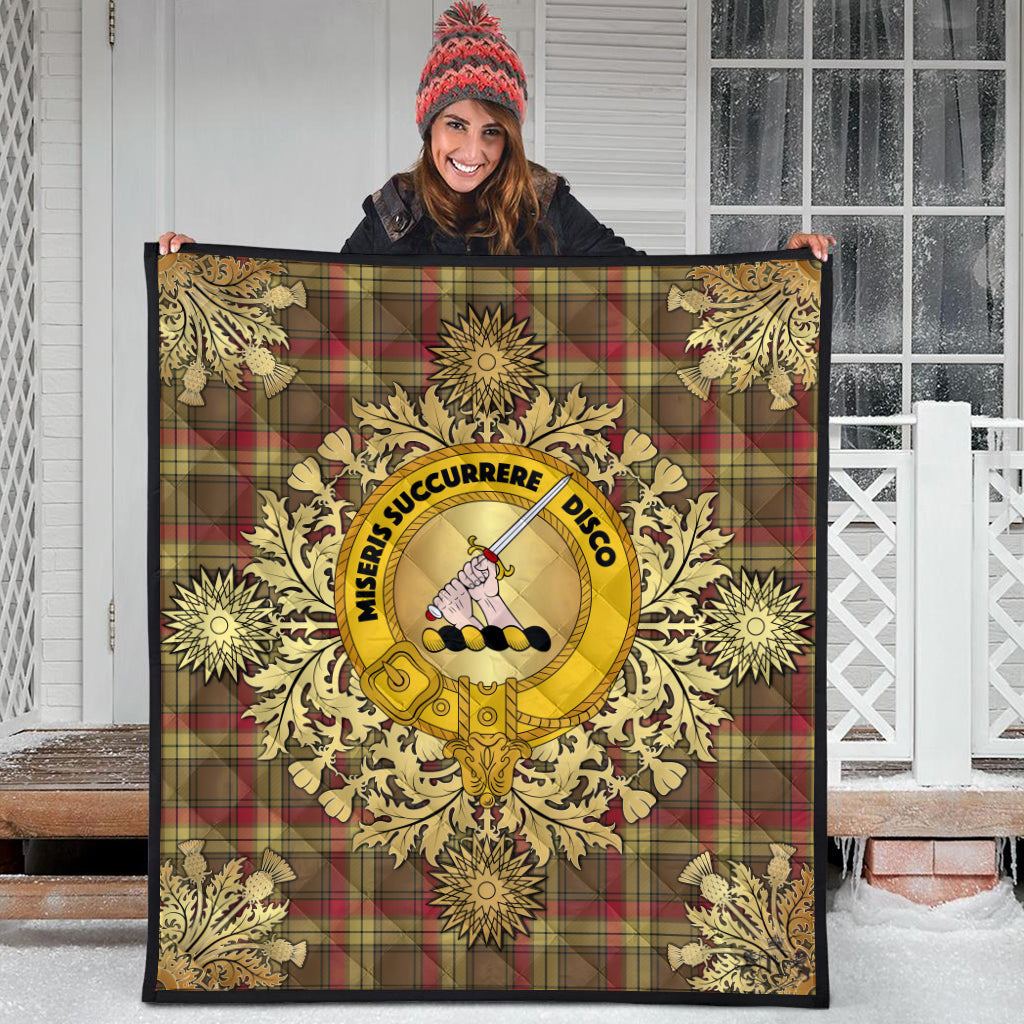 MacMillan Old Weathered Tartan Crest Premium Quilt - Gold Thistle Style