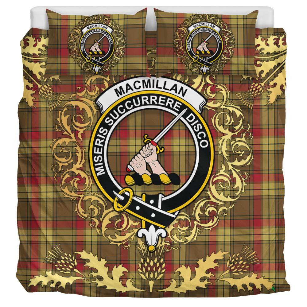 MacMillan Old Weathered Tartan Crest Bedding Set - Golden Thistle Style