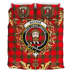 MacNab Modern Tartan Crest Bedding Set - Golden Thistle Style